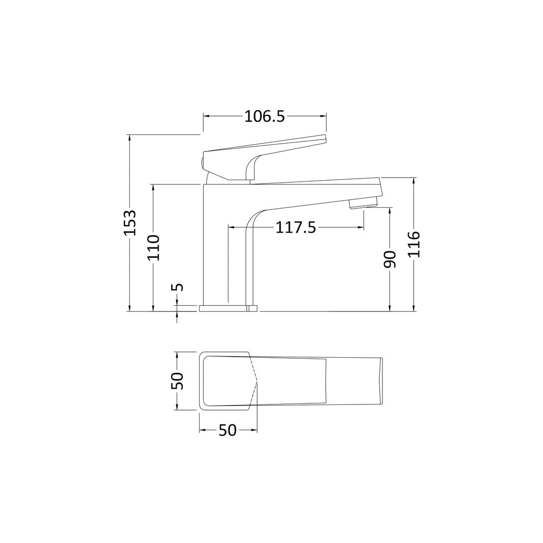 Nuie Hardy Mono Basin Mixer Contemporary Chrome Brass,plastic 153x50x155mm - JJ Building Materials