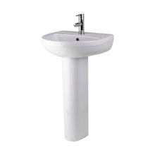 Nuie Harmony 500mm Basin & Pedestal Contemporary White Vitreous China 823x500x416mm - JJ Building Materials