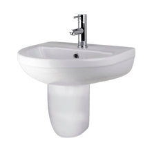 Nuie Harmony 500mm Basin & Semi Pedestal Contemporary White Vitreous China 466x500x416mm - JJ Building Materials