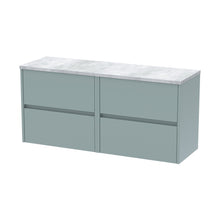 Nuie Havana 1200mm Wall Hung 4-drawer Unit & Laminate Worktop Contemporary Coastal Grey MFC Smooth Matt 561x1205x390mm - HAV2304LBG2 - JJ Building Materials