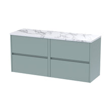 Nuie Havana 1200mm Wall Hung 4-drawer Unit & Laminate Worktop Contemporary Coastal Grey MFC Smooth Matt 561x1205x390mm - HAV2304LCM2 - JJ Building Materials