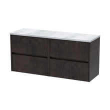 Nuie Havana 1200mm Wall Hung 4-drawer Unit & Laminate Worktop Contemporary Metallic Slate MFC Textured Matt 561x1205x390mm - HAV2604LBG2 - JJ Building Materials