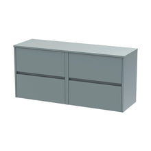 Nuie Havana 1200mm Wall Hung 4 Drawer Unit & Worktop Contemporary Coastal Grey MFC Smooth Matt 557x1205x390mm - JJ Building Materials