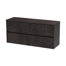 Nuie Havana 1200mm Wall Hung 4 Drawer Unit & Worktop Contemporary Metallic Slate MFC Textured Matt 557x1205x390mm - JJ Building Materials