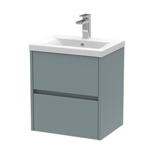 Nuie Havana 500mm Wall Hung 2 Drawer Unit & Basin 1 Contemporary Coastal Grey MFC Smooth Matt 579x510x390mm - JJ Building Materials