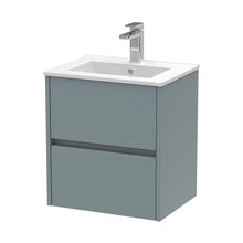 Nuie Havana 500mm Wall Hung 2 Drawer Unit & Basin 2 Contemporary Coastal Grey MFC Smooth Matt 557x500x390mm - JJ Building Materials