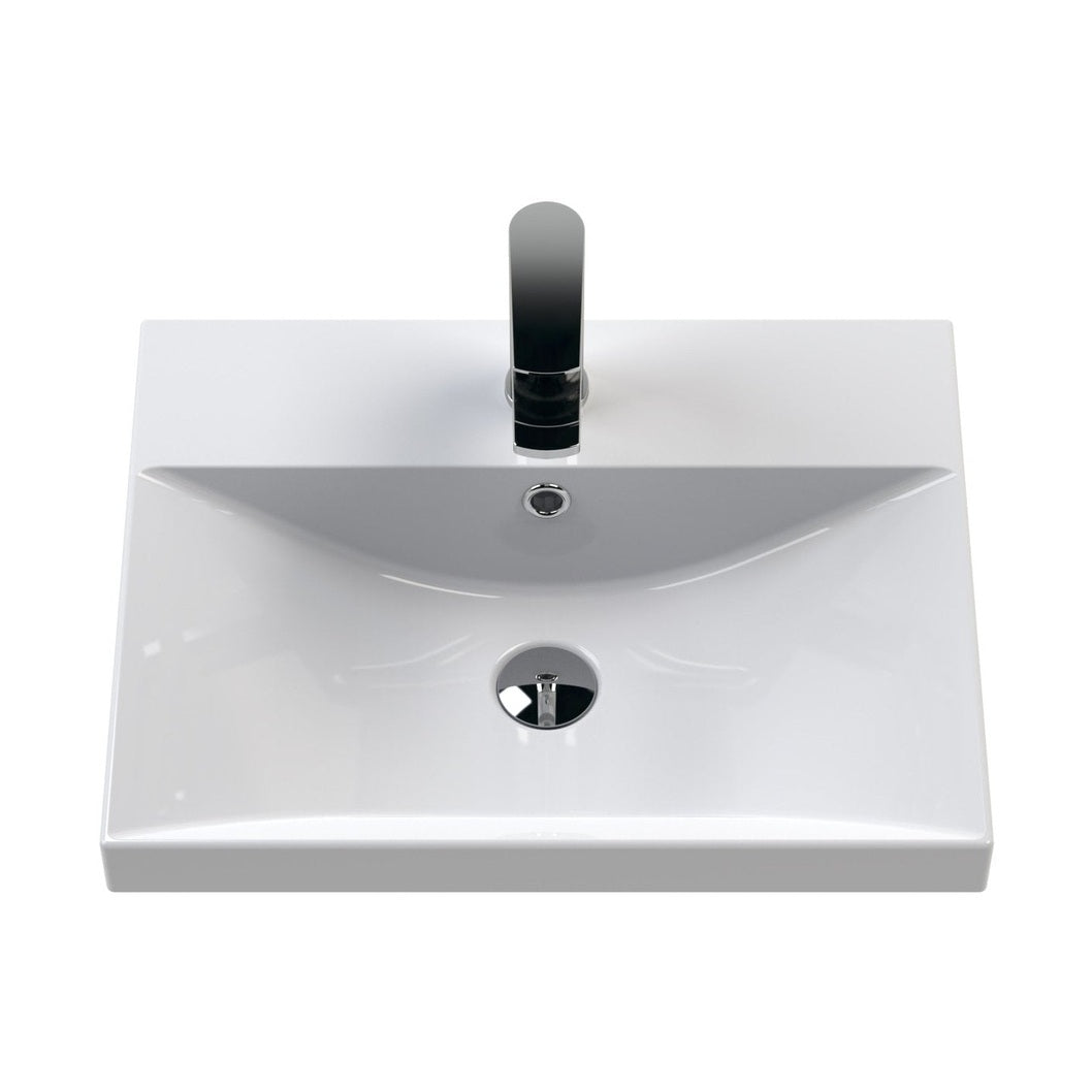 Nuie Havana 500mm Wall Hung 2 Drawer Unit & Basin 3 Contemporary Coastal Grey MFC Smooth Matt 589x510x395mm - JJ Building Materials