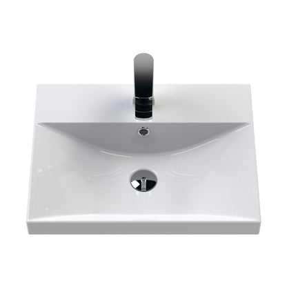 Nuie Havana 500mm Wall Hung 2 Drawer Unit & Basin 3 Contemporary Coastal Grey MFC Smooth Matt 589x510x395mm - JJ Building Materials