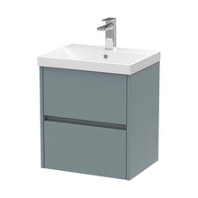 Nuie Havana 500mm Wall Hung 2 Drawer Unit & Basin 3 Contemporary Coastal Grey MFC Smooth Matt 589x510x395mm - JJ Building Materials