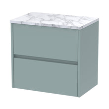 Nuie Havana 600 Wall Hung 2-drawer Unit & Laminate Worktop Contemporary Coastal Grey MFC Smooth Matt 561x605x390mm - JJ Building Materials