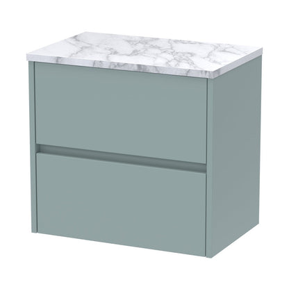 Nuie Havana 600 Wall Hung 2-drawer Unit & Laminate Worktop Contemporary Coastal Grey MFC Smooth Matt 561x605x390mm - JJ Building Materials