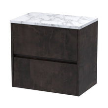 Nuie Havana 600 Wall Hung 2-drawer Unit & Laminate Worktop Contemporary Metallic Slate MFC Textured Matt 561x605x390mm - JJ Building Materials