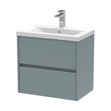 Nuie Havana 600mm Wall Hung 2 Drawer Unit & Basin 1 Contemporary Coastal Grey MFC Smooth Matt 579x610x390mm - JJ Building Materials