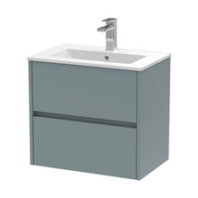 Nuie Havana 600mm Wall Hung 2 Drawer Unit & Basin 2 Contemporary Coastal Grey MFC Smooth Matt 557x600x390mm - JJ Building Materials