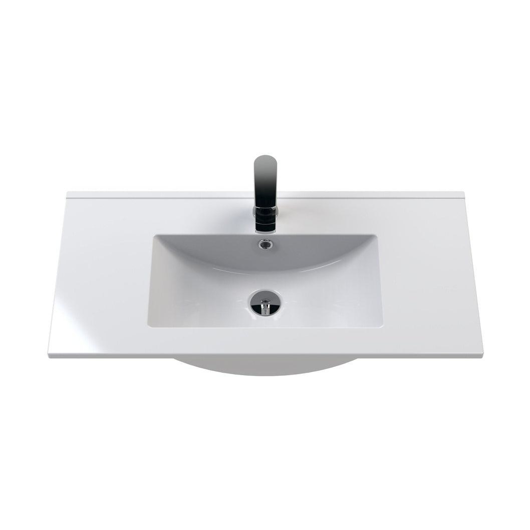 Nuie Havana 600mm Wall Hung 2-drawer Unit & Basin 2 Contemporary Midnight Blue MFC Painted Matt 557x600x390mm - JJ Building Materials