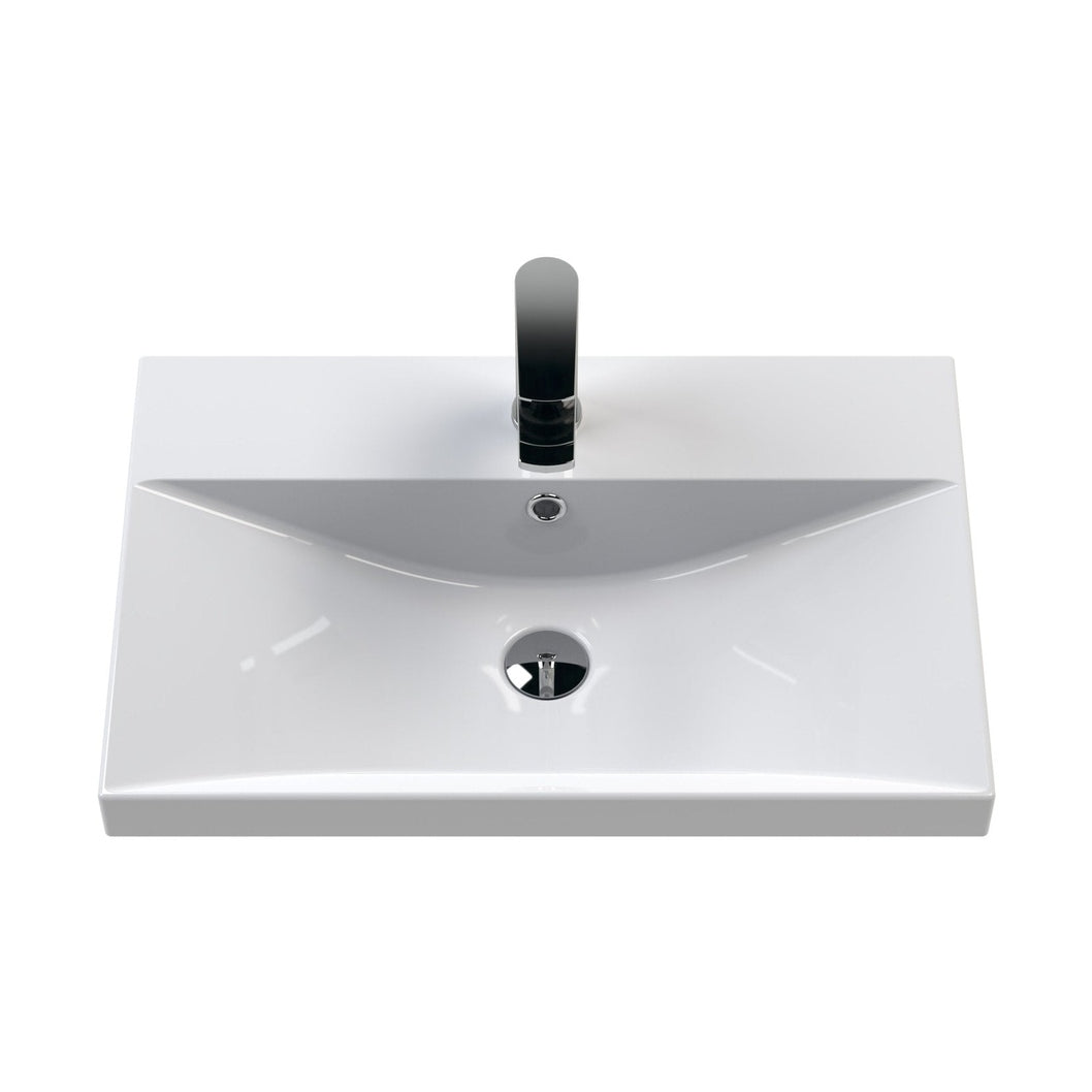 Nuie Havana 600mm Wall Hung 2 Drawer Unit & Basin 3 Contemporary Coastal Grey MFC Smooth Matt 589x610x395mm - JJ Building Materials