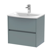 Nuie Havana 600mm Wall Hung 2 Drawer Unit & Basin 4 Contemporary Coastal Grey MFC Smooth Matt 564x610x440mm - JJ Building Materials