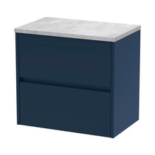 Nuie Havana 600mm Wall Hung 2-drawer Unit & Laminate Worktop Contemporary Midnight Blue MFC Painted Matt 561x605x390mm - HAV2904LBG - JJ Building Materials