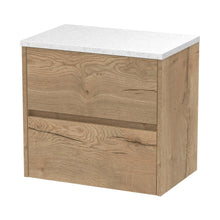 Nuie Havana 600mm Wall Hung 2 Drawer Unit & Worktop Contemporary Autumn Oak MFC Textured Woodgrain 561x605x390mm - HAV804LSW - JJ Building Materials