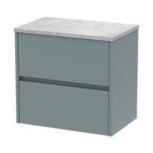 Nuie Havana 600mm Wall Hung 2 Drawer Unit & Worktop Contemporary Coastal Grey MFC Smooth Matt 561x605x390mm - HAV2304LBG - JJ Building Materials