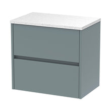 Nuie Havana 600mm Wall Hung 2 Drawer Unit & Worktop Contemporary Coastal Grey MFC Smooth Matt 561x605x390mm - HAV2304LSW - JJ Building Materials