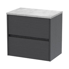 Nuie Havana 600mm Wall Hung 2 Drawer Unit & Worktop Contemporary Graphite Grey Woodgrain MFC Textured Woodgrain 561x605x390mm - HAV2204LBG - JJ Building Materials