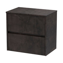 Nuie Havana 600mm Wall Hung 2 Drawer Unit & Worktop Contemporary Metallic Slate MFC Textured Matt 557x605x390mm - JJ Building Materials