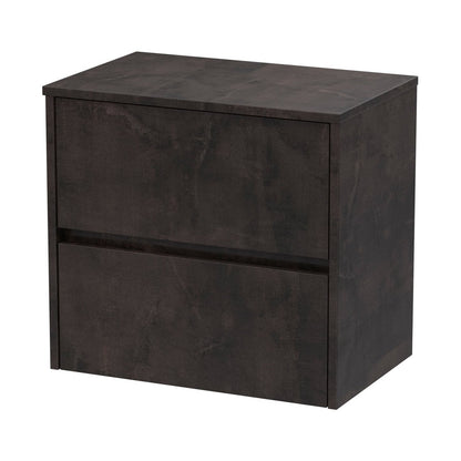 Nuie Havana 600mm Wall Hung 2 Drawer Unit & Worktop Contemporary Metallic Slate MFC Textured Matt 557x605x390mm - JJ Building Materials