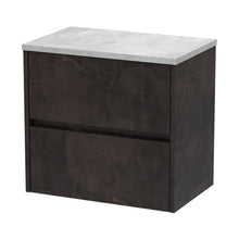 Nuie Havana 600mm Wall Hung 2 Drawer Unit & Worktop Contemporary Metallic Slate MFC Textured Matt 561x605x390mm - HAV2604LBG - JJ Building Materials
