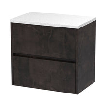 Nuie Havana 600mm Wall Hung 2 Drawer Unit & Worktop Contemporary Metallic Slate MFC Textured Matt 561x605x390mm - HAV2604LSW - JJ Building Materials