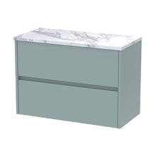 Nuie Havana 800 Wall Hung 2-drawer Unit & Laminate Worktop Contemporary Coastal Grey MFC Smooth Matt 561x805x390mm - JJ Building Materials