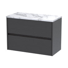 Nuie Havana 800 Wall Hung 2-drawer Unit & Laminate Worktop Contemporary Graphite Grey Woodgrain MFC Textured Woodgrain 561x805x390mm - JJ Building Materials