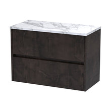 Nuie Havana 800 Wall Hung 2-drawer Unit & Laminate Worktop Contemporary Metallic Slate MFC Textured Matt 561x805x390mm - JJ Building Materials