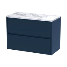Nuie Havana 800 Wall Hung 2-drawer Unit & Laminate Worktop Contemporary Midnight Blue MFC Painted Matt 561x805x390mm - JJ Building Materials