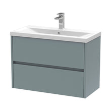 Nuie Havana 800mm Wall Hung 2 Drawer Unit & Basin 1 Contemporary Coastal Grey MFC Smooth Matt 579x810x390mm - JJ Building Materials