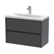 Nuie Havana 800mm Wall Hung 2 Drawer Unit & Basin 1 Contemporary Graphite Grey Woodgrain MFC Textured Woodgrain 579x810x390mm - JJ Building Materials