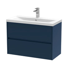 Nuie Havana 800mm Wall Hung 2-drawer Unit & Basin 1 Contemporary Midnight Blue MFC Painted Matt 579x810x390mm - JJ Building Materials