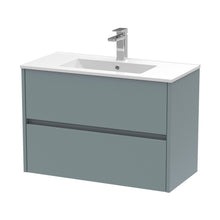 Nuie Havana 800mm Wall Hung 2 Drawer Unit & Basin 2 Contemporary Coastal Grey MFC Smooth Matt 557x800x390mm - JJ Building Materials