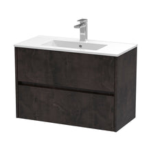 Nuie Havana 800mm Wall Hung 2 Drawer Unit & Basin 2 Contemporary Metallic Slate MFC Textured Matt 557x800x390mm - JJ Building Materials