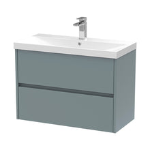 Nuie Havana 800mm Wall Hung 2 Drawer Unit & Basin 3 Contemporary Coastal Grey MFC Smooth Matt 589x810x395mm - JJ Building Materials