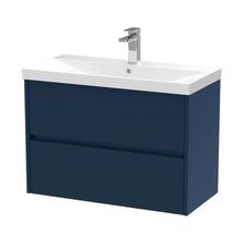 Nuie Havana 800mm Wall Hung 2-drawer Unit & Basin 3 Contemporary Midnight Blue MFC Painted Matt 589x810x395mm - JJ Building Materials