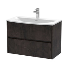 Nuie Havana 800mm Wall Hung 2 Drawer Unit & Basin 4 Contemporary Metallic Slate MFC Textured Matt 564x810x440mm - JJ Building Materials