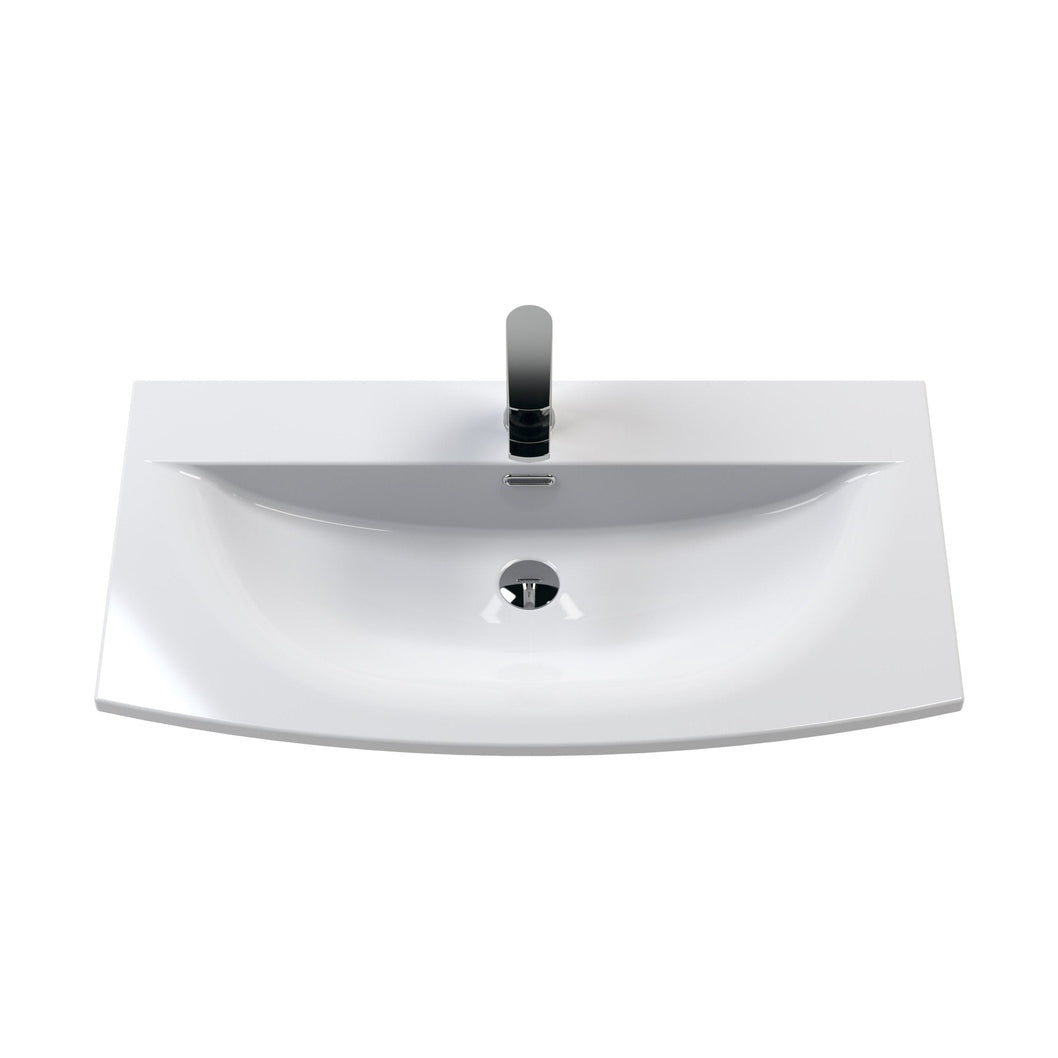 Nuie Havana 800mm Wall Hung 2-drawer Unit & Basin 4 Contemporary Midnight Blue MFC Painted Matt 569x810x440mm - JJ Building Materials