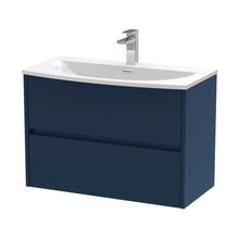 Nuie Havana 800mm Wall Hung 2-drawer Unit & Basin 4 Contemporary Midnight Blue MFC Painted Matt 569x810x440mm - JJ Building Materials