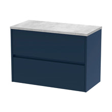 Nuie Havana 800mm Wall Hung 2-drawer Unit & Laminate Worktop Contemporary Midnight Blue MFC Painted Matt 561x805x390mm - HAV2906LBG - JJ Building Materials