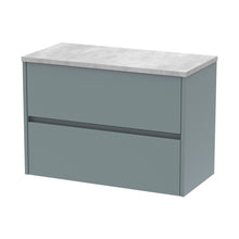 Nuie Havana 800mm Wall Hung 2 Drawer Unit & Worktop Contemporary Coastal Grey MFC Smooth Matt 561x805x390mm - HAV2306LBG - JJ Building Materials