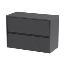 Nuie Havana 800mm Wall Hung 2 Drawer Unit & Worktop Contemporary Graphite Grey Woodgrain MFC Textured Woodgrain 557x805x390mm - JJ Building Materials