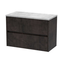 Nuie Havana 800mm Wall Hung 2 Drawer Unit & Worktop Contemporary Metallic Slate MFC Textured Matt 561x805x390mm - HAV2606LBG - JJ Building Materials