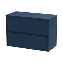 Nuie Havana 800mm Wall Hung 2-drawer Unit & Worktop Contemporary Midnight Blue MFC Painted Matt 557x805x390mm - JJ Building Materials