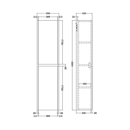 Nuie Havana Tall Unit Contemporary Coastal Grey MFC Smooth Matt 1433x350x255mm - JJ Building Materials